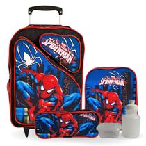 Kit Mochila Escolar Homem Aranha Rodinhas Com Lancheira E Estojo