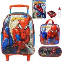 Kit Mochila Escolar Homem Aranha Tam G Rodinhas Infantil