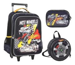 Kit Mochila Escolar Hot Wheels Alto Relevo City Rodinhas G