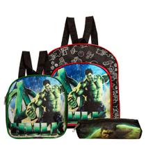 Kit Mochila Escolar Incrível Hulk Infantil Meninos Costa