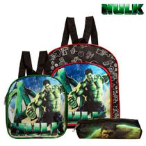 Kit Mochila Escolar Incrível Hulk Infantil Meninos Costa