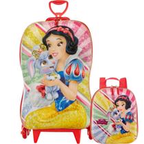 Kit Mochila Escolar Infantil 3D Princesa Branca De Neve