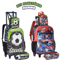 Kit Mochila Escolar Infantil Aleatório Menino Com e Sem Rodinhas Criança Kit Mochila Escolar Infantil Aleatório Menino Com e Sem Rodinhas Criança
