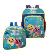 Kit Mochila Escolar Infantil Baby Shark Tubarão Costas M F4