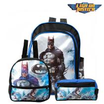 Kit Mochila Escolar Infantil Batman DC Bolsa Menino Costas Kit Mochila Escolar Infantil Batman DC Bolsa Menino Costas