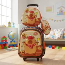 Kit Mochila Escolar Infantil Com Estampa 3d Capi Bara Kit Mochila Escolar Infantil Com Estampa 3d Capi Bara