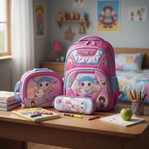 Kit Mochila Escolar Infantil Com Estampa 3d Happy Princess