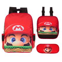 Kit Mochila Escolar Infantil Costas Super Mario Resistente Kit Mochila Escolar Infantil Costas Super Mario Resistente