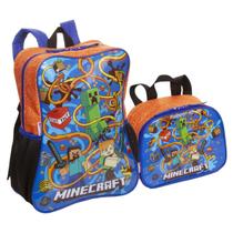 Kit Mochila Escolar Infantil De Alças Grande e Lancheira Minecraft Menino Sestini