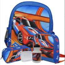 Kit Mochila Escolar Infantil de Costas Race Tam G - Lancheira e Estojo