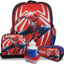 Kit Mochila Escolar Infantil de Costas Tam G Homem Aranha