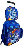 Kit Mochila Escolar Infantil de Rodinhas 3d Menino Bolsa Resistente Impermeável Com Lancheira e Estojo