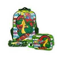 Kit Mochila Escolar Infantil Dinossauro - 3 Peças com Estilo