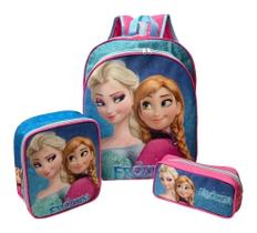 Kit Mochila Escolar Infantil Frozen Glitter Costas M F5