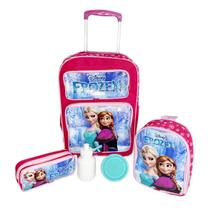 Kit Mochila Escolar Infantil Frozen Tam G Rodinhas