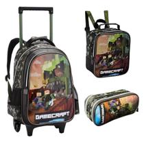 Kit Mochila Escolar Infantil Gamecraft Com Rodinhas - Denlex Kit Mochila Escolar Infantil Gamecraft Com Rodinhas - Denlex