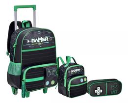 Kit Mochila Escolar Infantil Gamer Start Clio Rodinhas G - Clio Kit Mochila Escolar Infantil Gamer Start Clio Rodinhas G - Clio