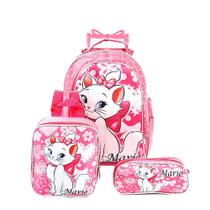 Kit Mochila Escolar Infantil Gata Marie Com Rodinhas