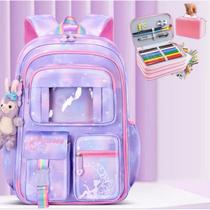 Kit Mochila Escolar Infantil Grande Capacidade Mais Estojo Escolar Grande Com 4 Compartimento