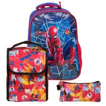 Kit Mochila Escolar Infantil Homem Aranha Marvel De Costas
