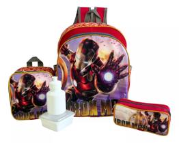 Kit Mochila Escolar Infantil Homem De Ferro Costas G F5