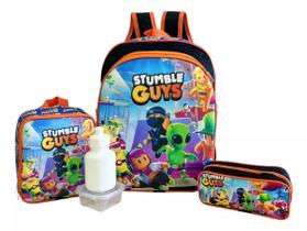 Kit Mochila Escolar Infantil Jogo Stumble Guys Costas Grande