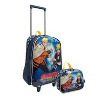 Kit Mochila Escolar Infantil Juvenil 2 Rodas com Lancheira Boruto Naratu