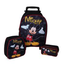 Kit Mochila Escolar Infantil Lancheira Estojo Mickey Preto