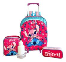 Kit Mochila Escolar Infantil Lilo Stitch Glitter Rodinhas G Kit Mochila Escolar Infantil Lilo Stitch Glitter Rodinhas G