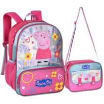 Kit Mochila Escolar Infantil Media 14L e Lancheira Termica Menina Peppa Pig Oficial Kit Mochila Escolar Infantil Media 14L e Lancheira Termica Menina Peppa Pig Oficial