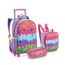 Kit Mochila Escolar Infantil Meninas Arco Íris Seanite