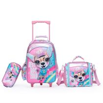 Kit Mochila Escolar Infantil Meninas Estojo Lancheira