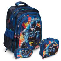 Kit Mochila Escolar Infantil Menino Batman Aulas Reforçada
