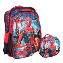 Kit Mochila Escolar Infantil Menino Costas Lancheira Aranha