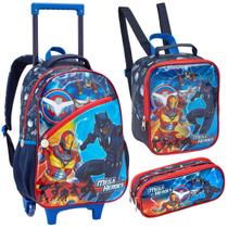 Kit Mochila Escolar Infantil Menino Rodinha Lancheira Térmica Estojo Crianças Volta Aulas 2025
