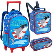 Kit Mochila Escolar Infantil Menino Rodinha Lancheira Térmica Estojo Crianças Volta Aulas 2025