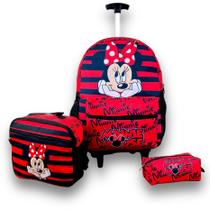 Kit Mochila escolar infantil Minnie Lancheira térmica e estojo