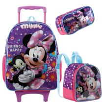 Kit Mochila Escolar Infantil Minnie Mouse Lilás