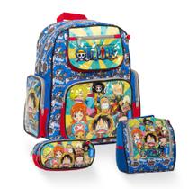 Kit Mochila Escolar Infantil One Piece Anime Costa Reforçada