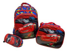 kit mochila escolar infantil personagens tam g com estojo lancheira para menino resistente espaçosa