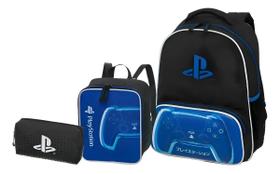 Kit Mochila Escolar Infantil Playstation Focus Costas Tam G Kit Mochila Escolar Infantil Playstation Focus Costas Tam G