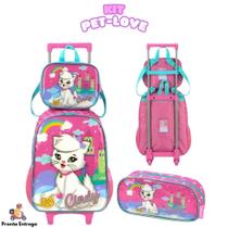 Kit Mochila Escolar Infantil Princesa Com e Sem Rodinhas Criança Menina