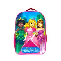 Kit Mochila Escolar Infantil Princesas com Acessórios Pink