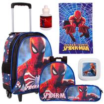 Kit Mochila Escolar Infantil Rodinha Homem Aranha + Toalha