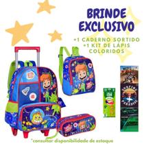 kit mochila Escolar Infantil rodinha Personagens