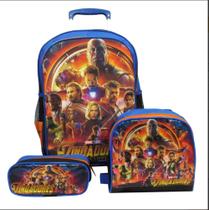 Kit Mochila Escolar Infantil Rodinhas G Vingadores - SM