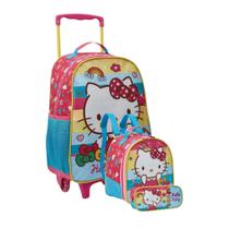 Kit Mochila Escolar Infantil Rodinhas + Lancheira + Estojo Hello Kitty Xeryus
