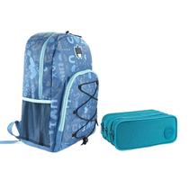 Kit Mochila Escolar Infantil SBDV-2033 e Estojo Académie Triplo Azul Turquesa - Fuseco Kit Mochila Escolar Infantil SBDV-2033 e Estojo Académie Triplo Azul Turquesa - Fuseco