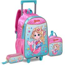 Kit Mochila Escolar Infantil Sereia Princesa Meninas Oficial