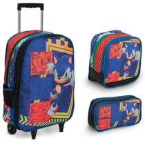 Kit Mochila Escolar Infantil Sonic Rodinha Creche Pre Escola Kit Mochila Escolar Infantil Sonic Rodinha Creche Pre Escola